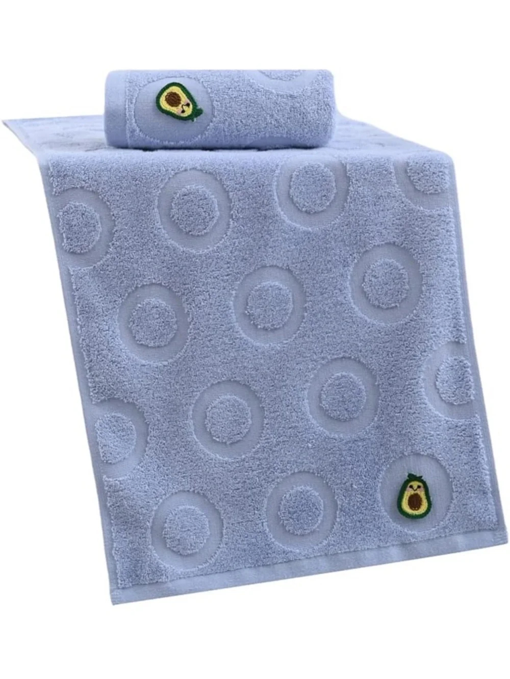 Light Blue Avocado Embroidered Hand Towel set